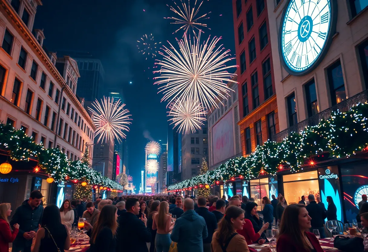 New Year's Eve festivities in Memphis with fireworks and celebrations