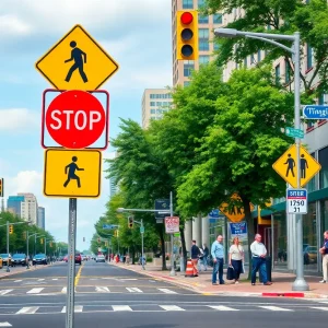 A crosswalk on Park Avenue signaling pedestrian safety