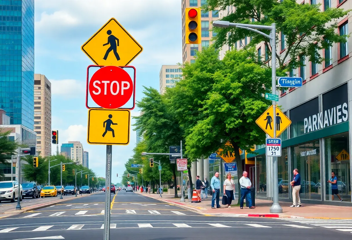 A crosswalk on Park Avenue signaling pedestrian safety