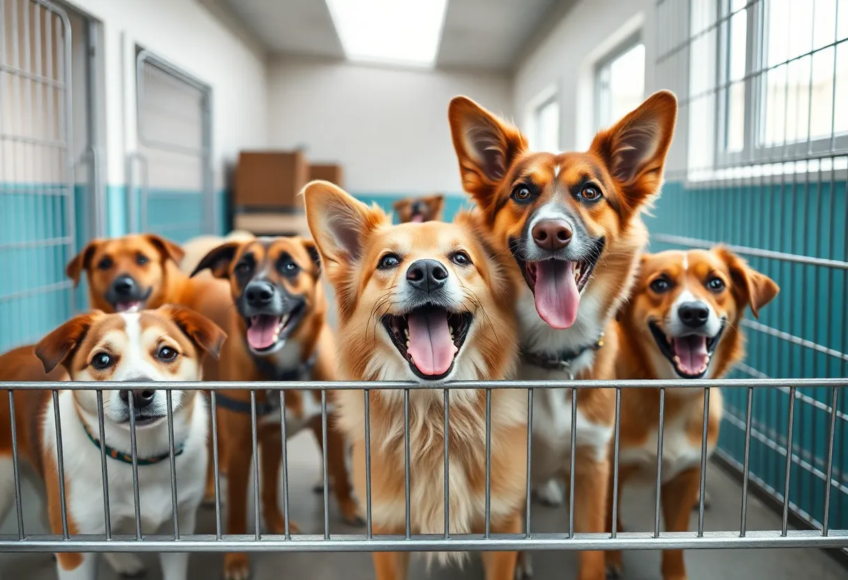 Group of rescued dogs at Memphis Animal Services shelter