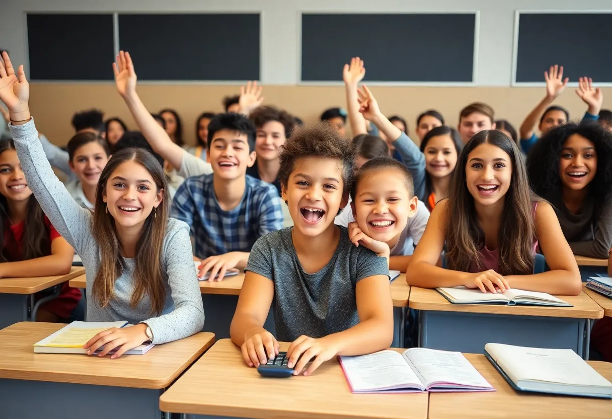 Engaged students in a classroom focused on learning