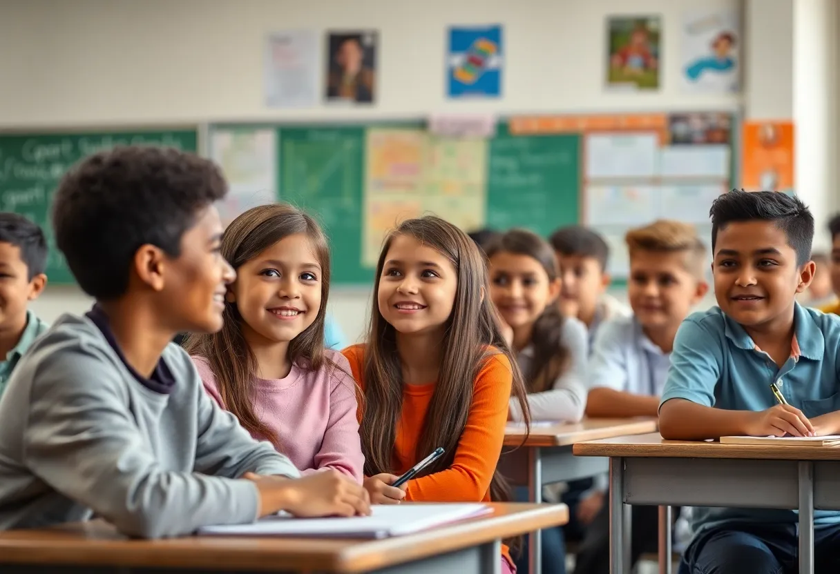Diverse classroom representing both private and public education