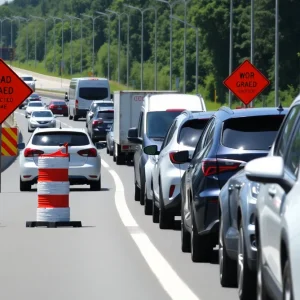 Heavy traffic on I-40 East in West Memphis due to pothole repair
