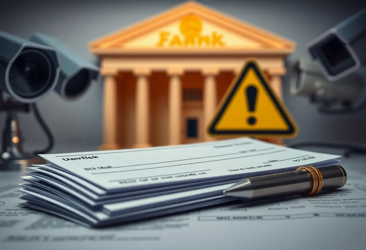 Check fraud and banking security themed image