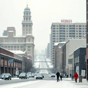 Snowy landscape of Memphis during a cold weather advisory