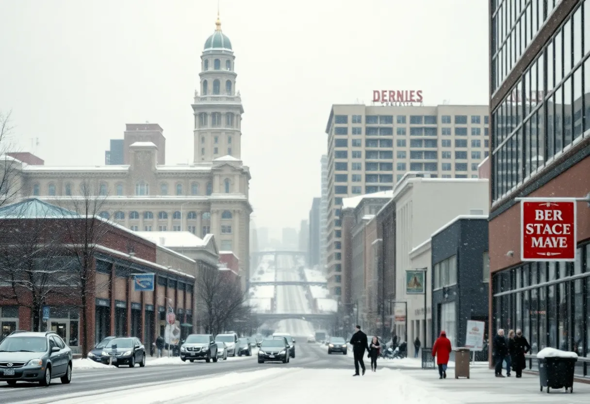 Snowy landscape of Memphis during a cold weather advisory