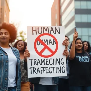 Illustration symbolizing community effort to combat human trafficking in Memphis.
