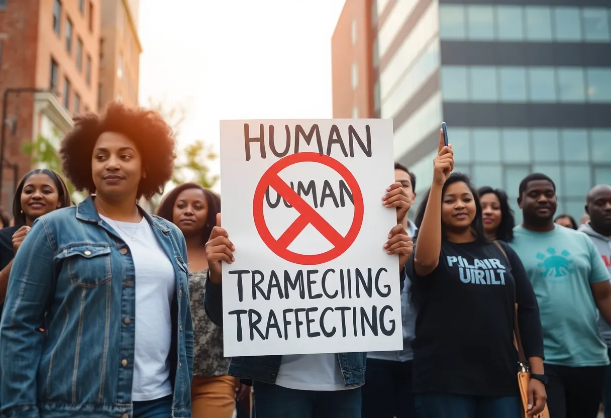 Illustration symbolizing community effort to combat human trafficking in Memphis.