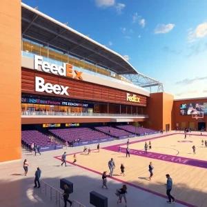 Artist's rendering of the FedExForum after renovations