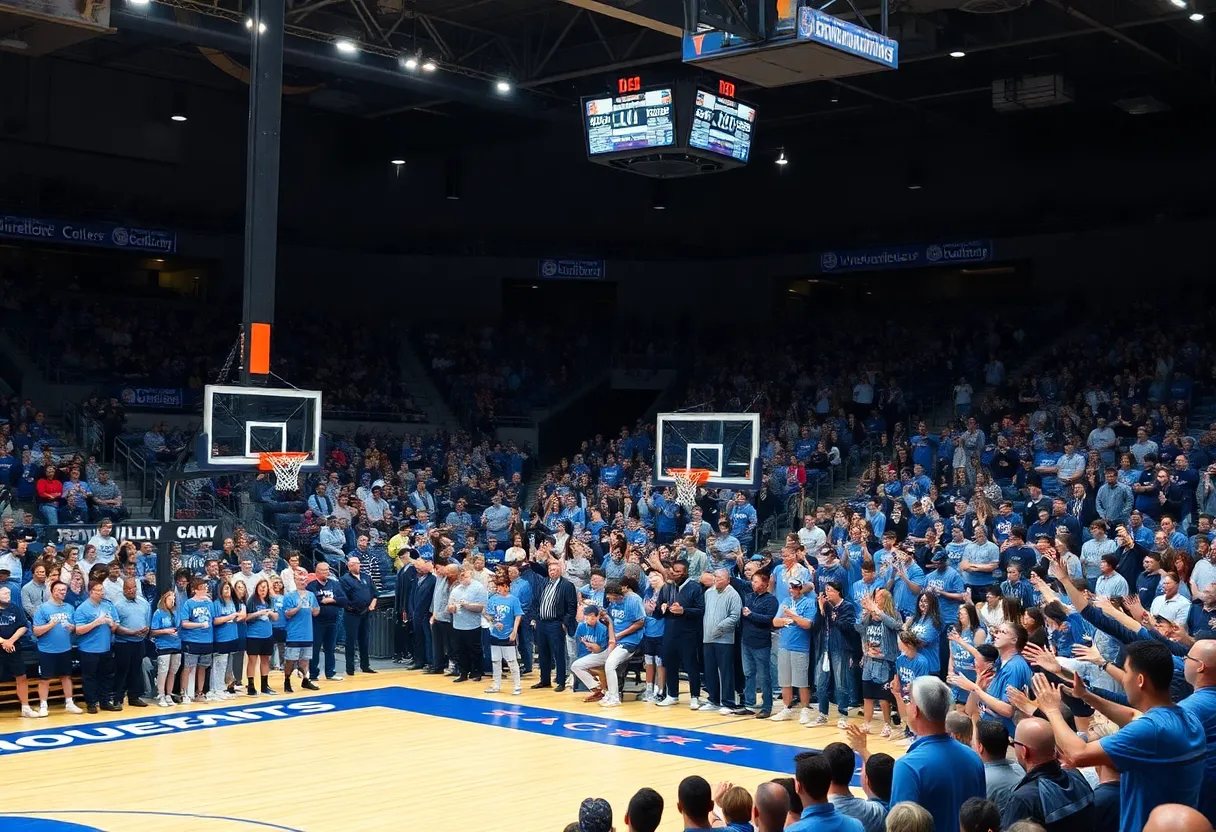 Fans enjoying a Memphis basketball game in a lively arena