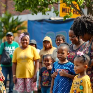 Diverse families and children in a community setting in Memphis.