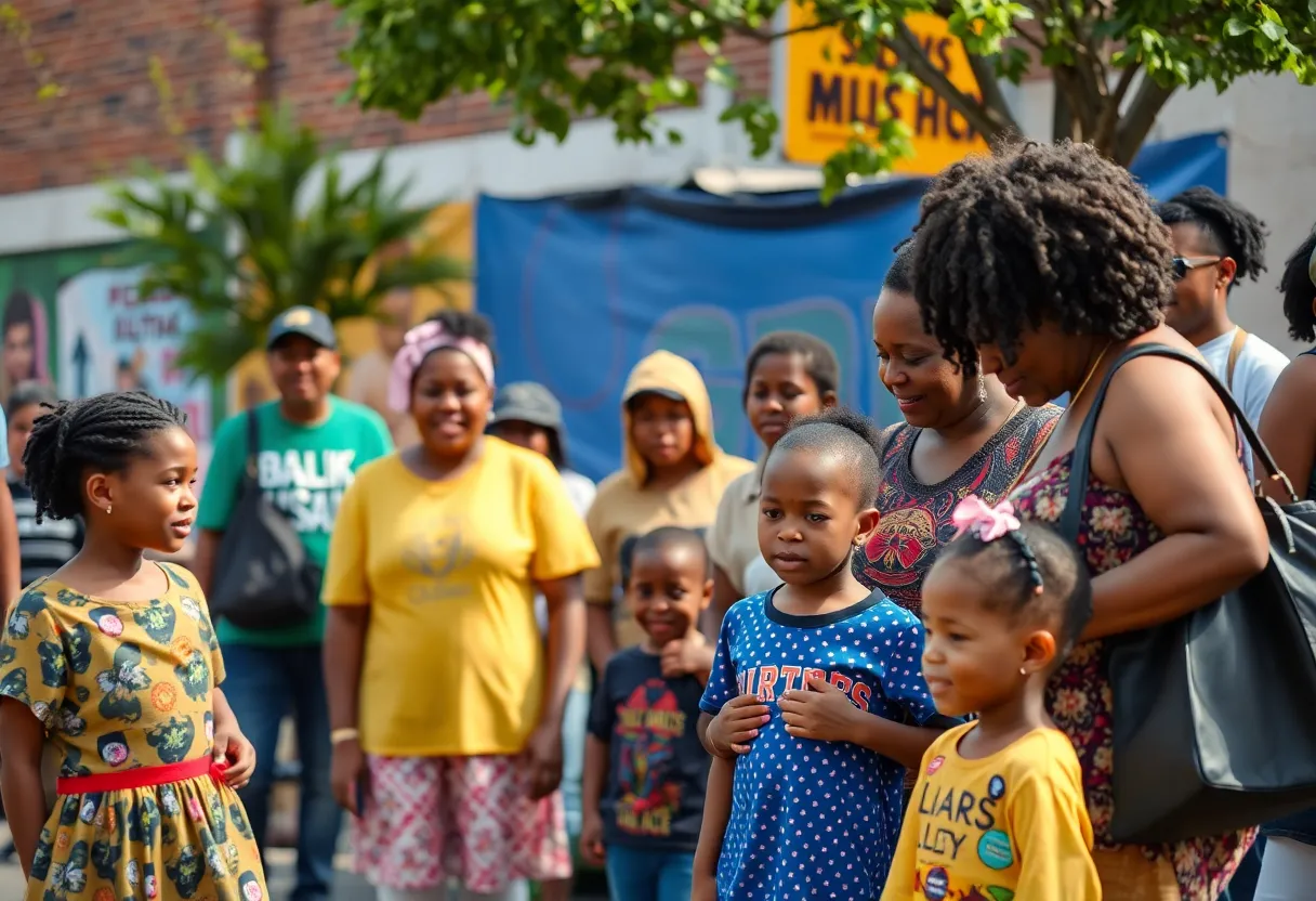 Diverse families and children in a community setting in Memphis.