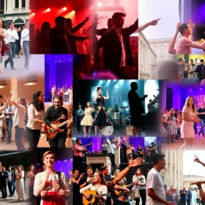 A vibrant collage of arts and cultural events in Memphis with dance and music