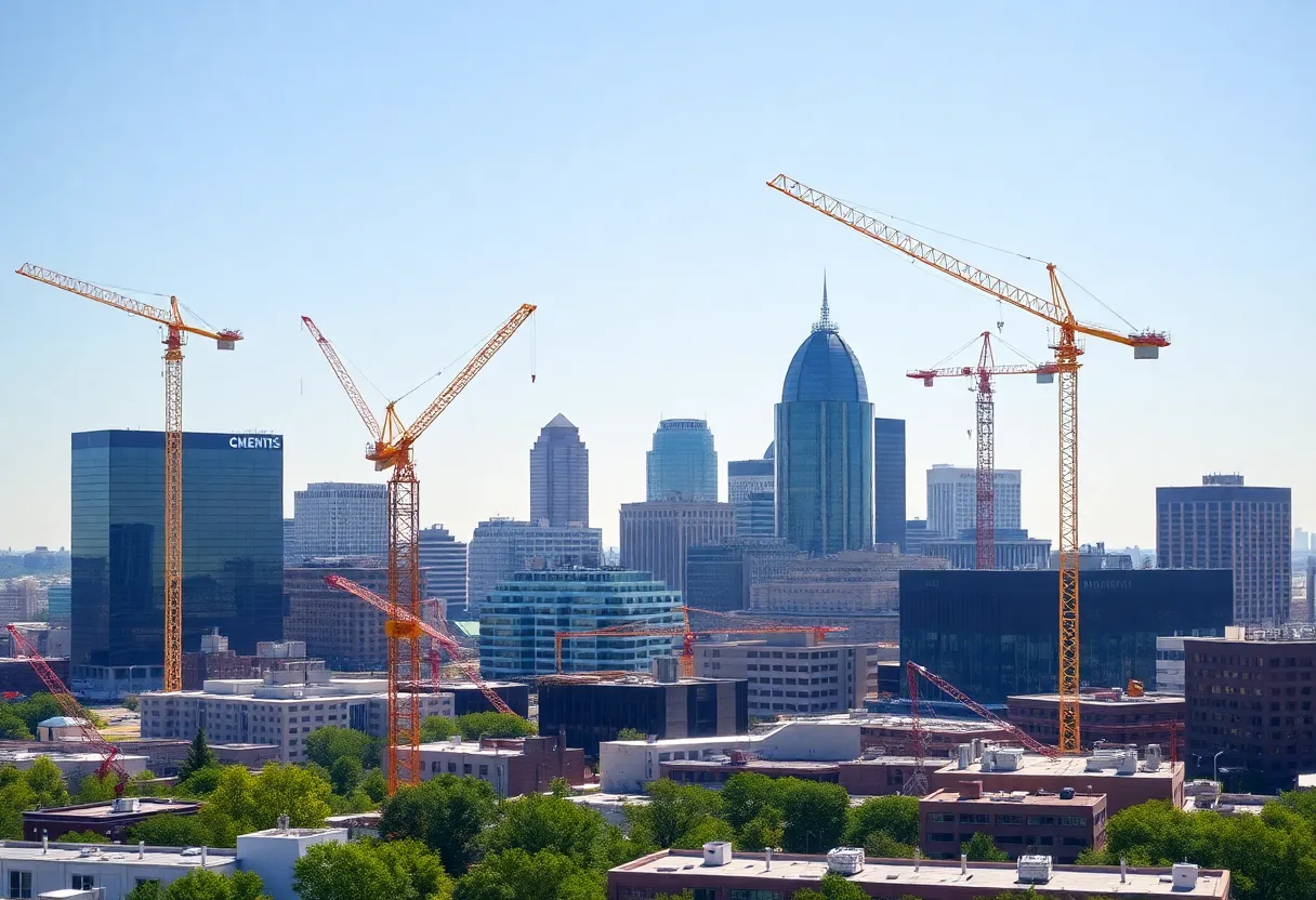 Skyline of Memphis showing construction and economic growth