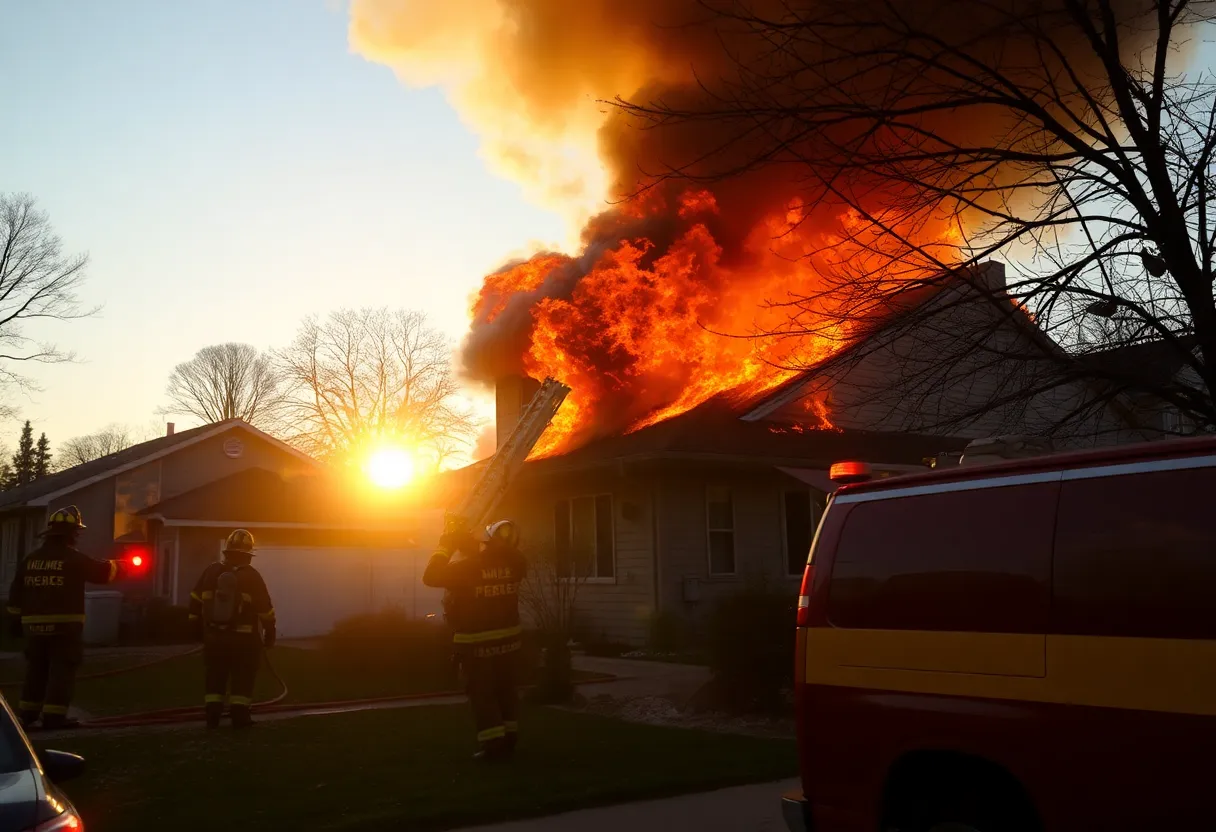Firefighters battling a house fire in Memphis