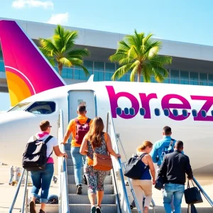 Travelers boarding Breeze Airways flights at Memphis International Airport