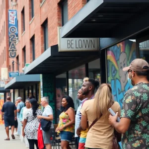 Vibrant scene of Memphis city life with community events and street art