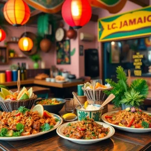 Interior of Memphis Jamaican Kitchen with Jamaican decor