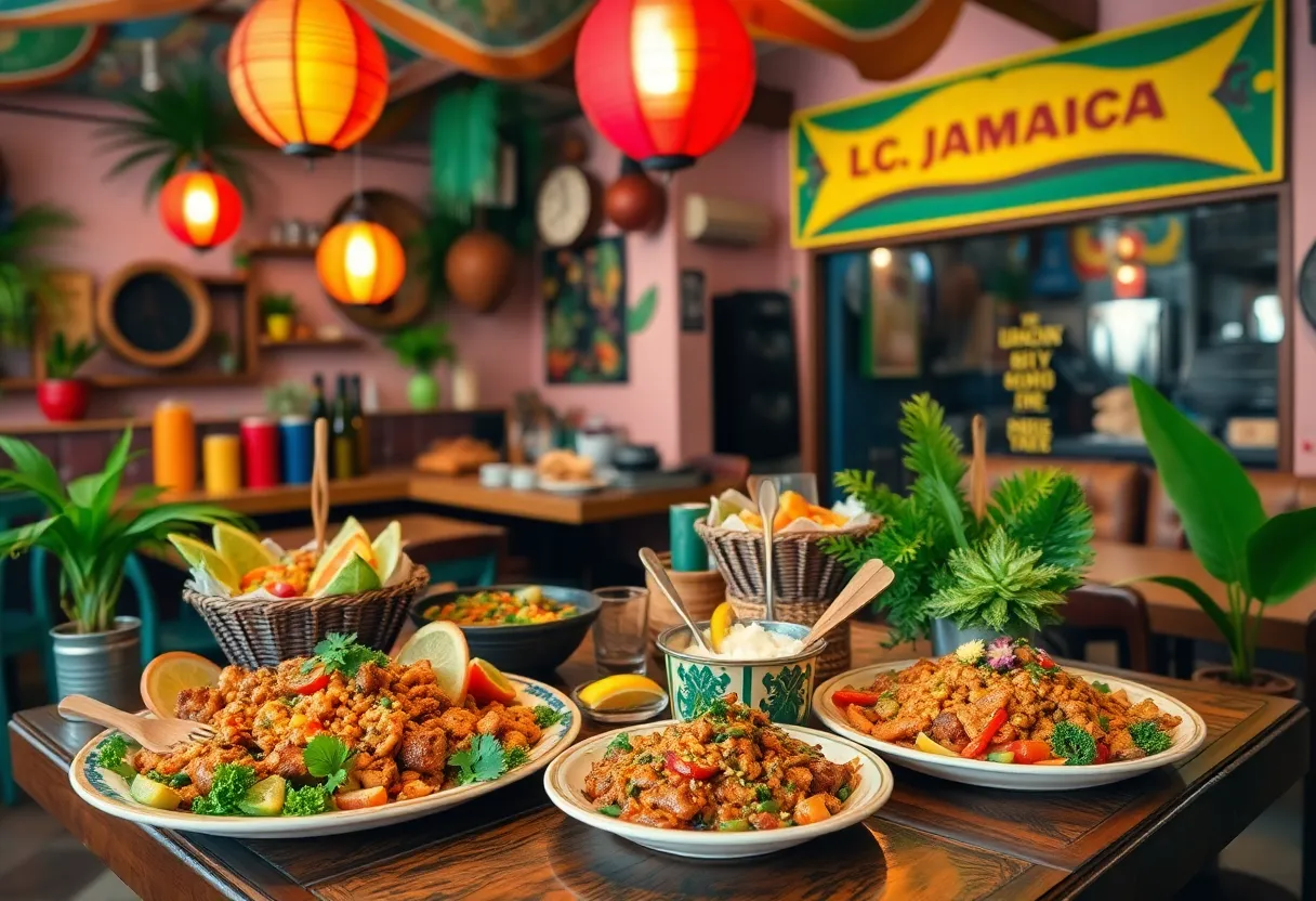 Interior of Memphis Jamaican Kitchen with Jamaican decor