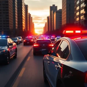 Police vehicles in pursuit during a Memphis police chase