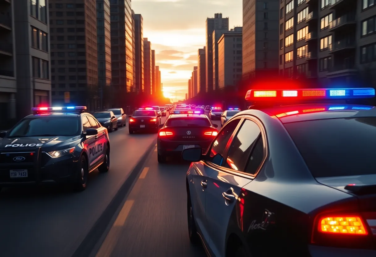 Police vehicles in pursuit during a Memphis police chase