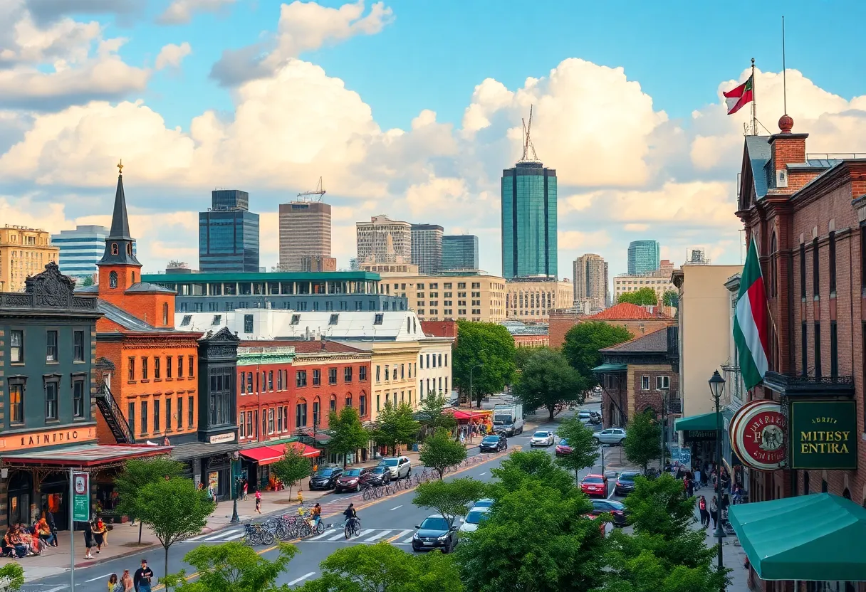 A visual depiction of the cultural connection between Memphis and Porretta Terme, featuring elements of music and local landmarks.