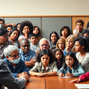 Students expressing concern in a classroom setting
