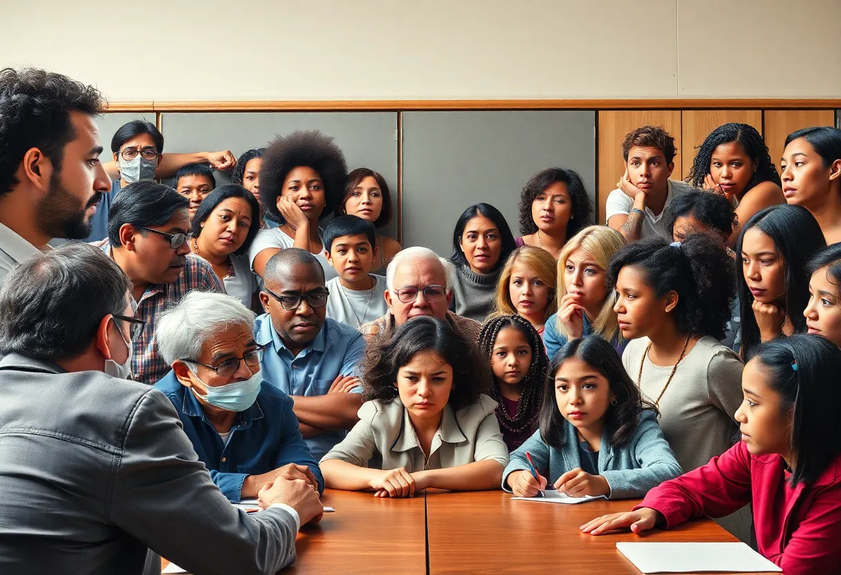 Students expressing concern in a classroom setting