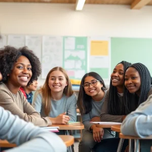 Classroom of diverse students feeling safe and supported.