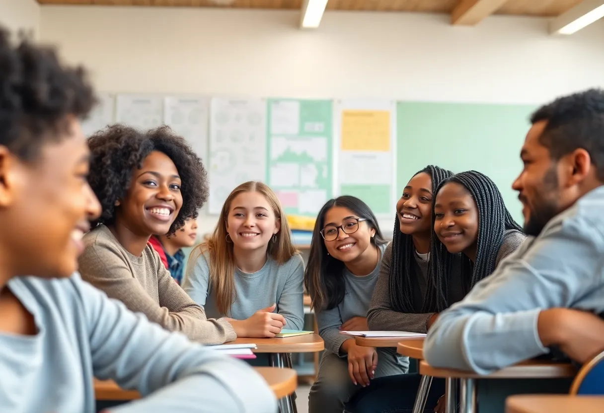 Classroom of diverse students feeling safe and supported.