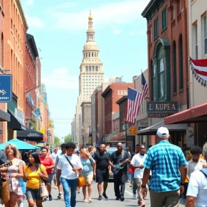 Memphis street scene with music and community events