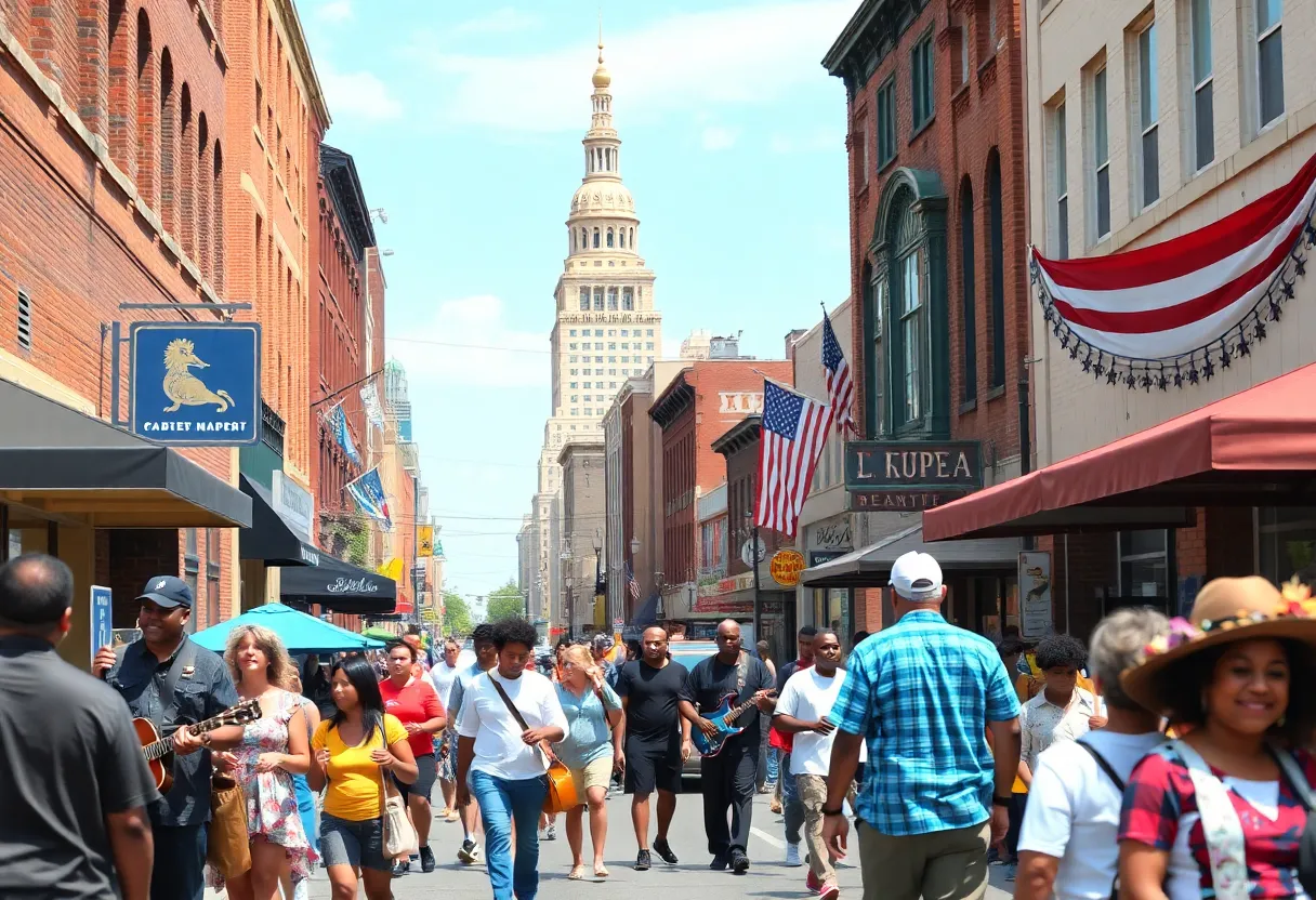 Vibrant street view of downtown Memphis