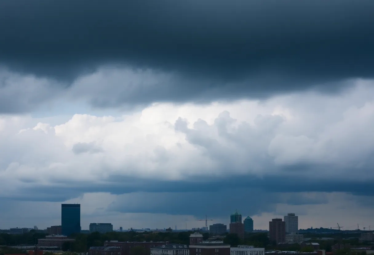 Rain clouds over the Memphis skyline