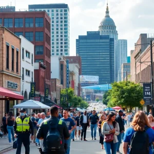 Community members engaging in activities in Memphis cityscape