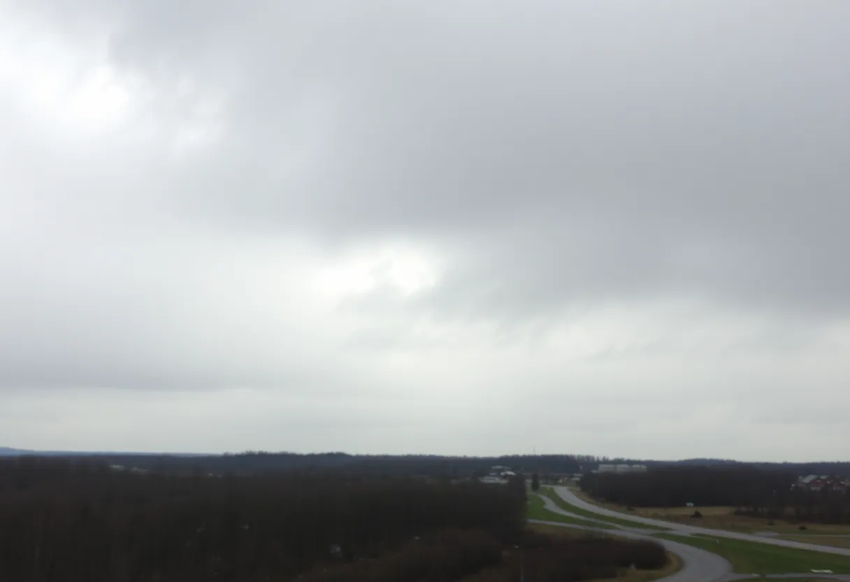 Landscape of the Mid-South during a rainy day with clouds