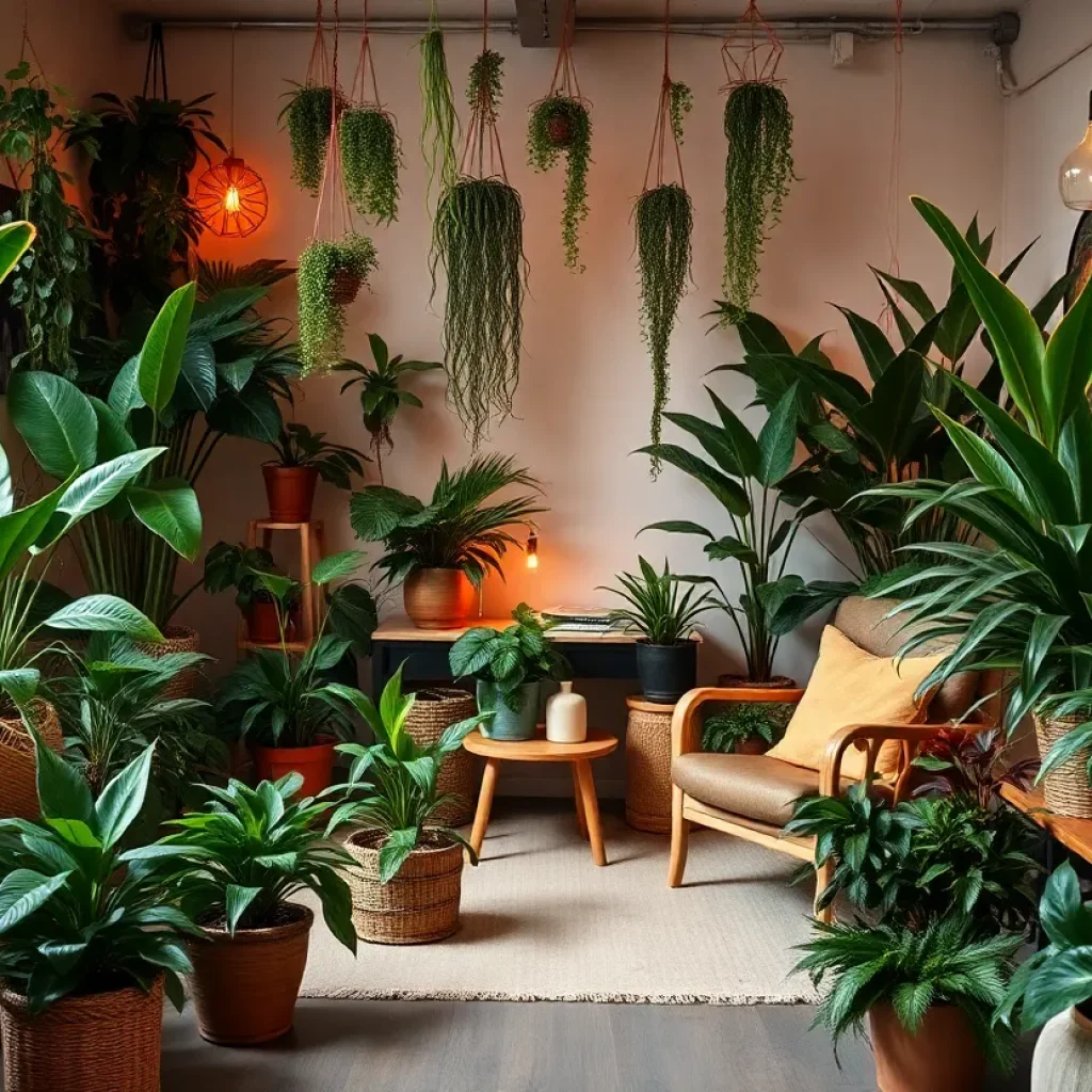 Cozy studio with tropical plants for workshops