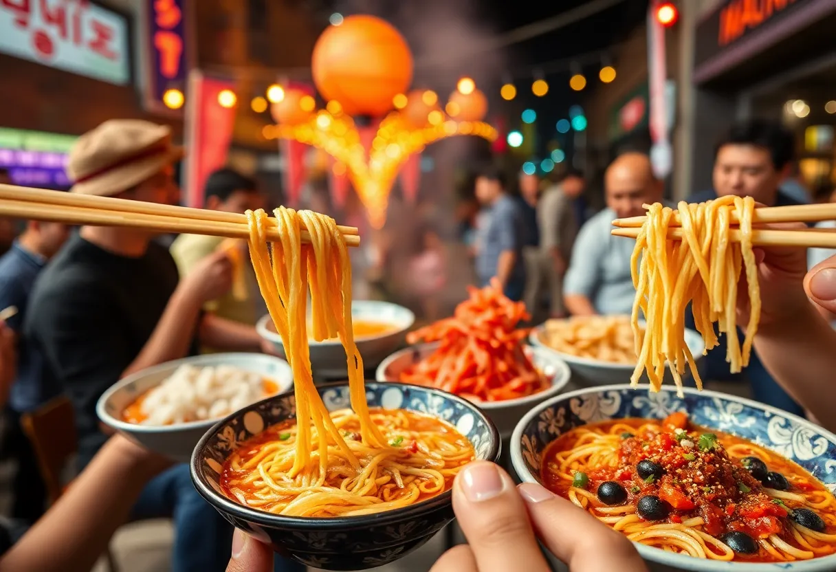 A table set with Asian dishes and chopsticks in Memphis
