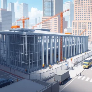 Conceptual illustration of a new jail facility under construction in Memphis.