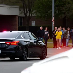 Scene at Northeast Prep Academy after a tense incident.