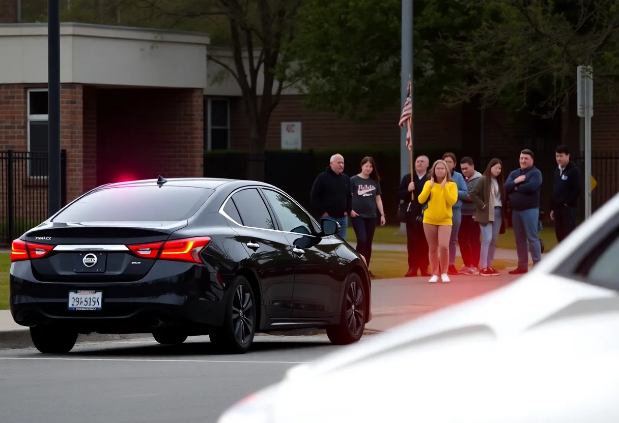 Scene at Northeast Prep Academy after a tense incident.