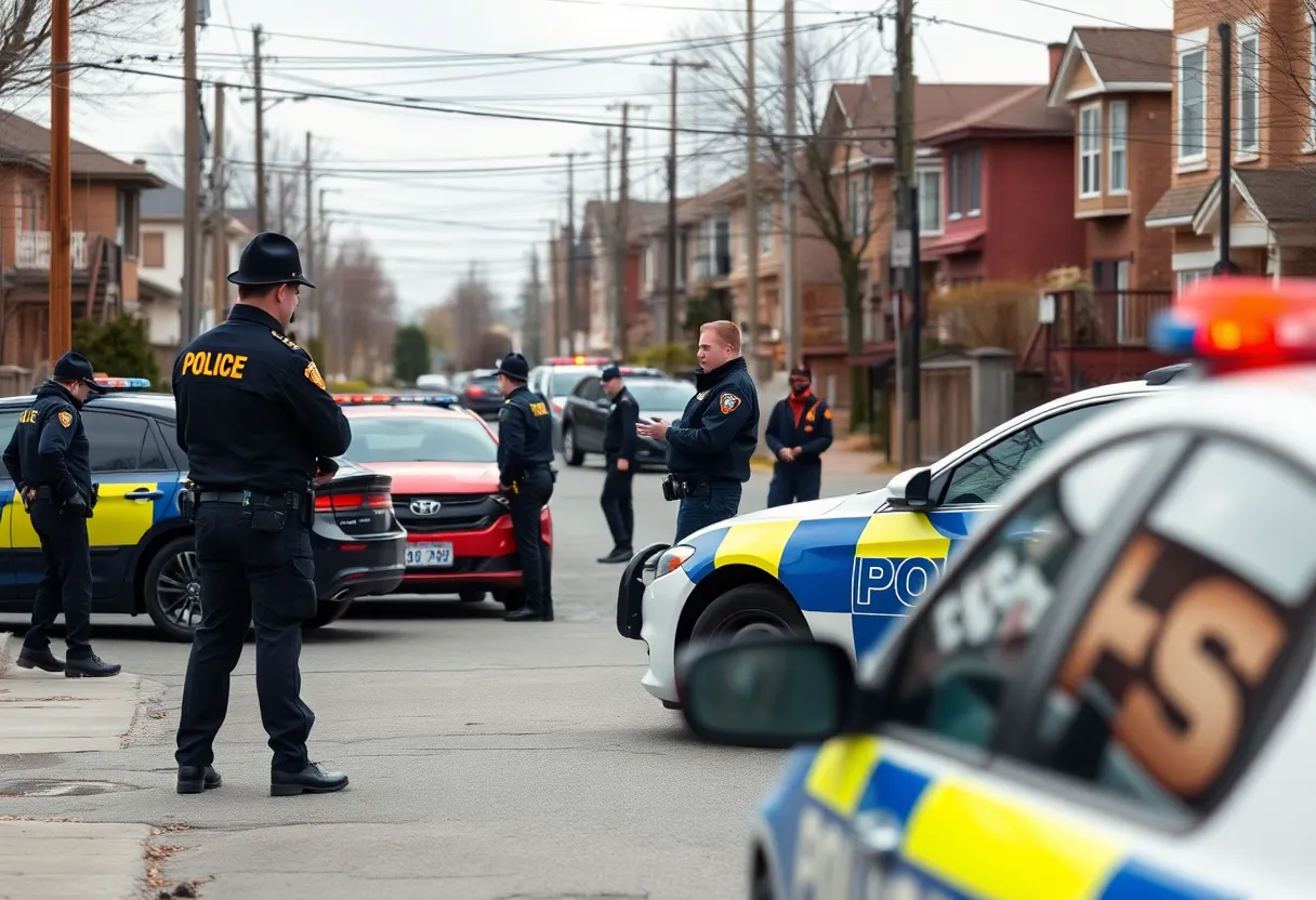 Police officers conducting a search in West Memphis.
