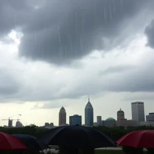 Stormy skyline with rain in Memphis
