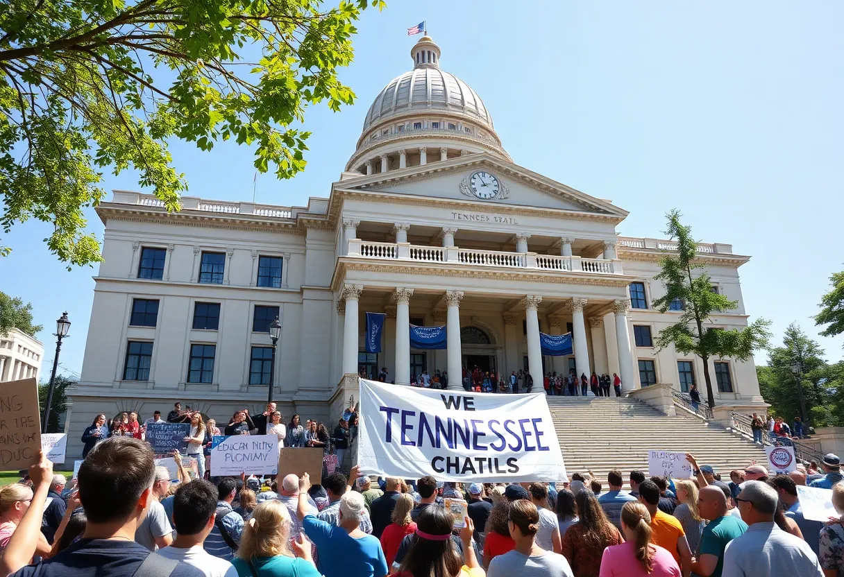 Tennessee State Capitol Building with crowd