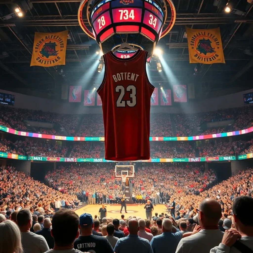 Fans celebrating the retirement of Tony Allen's jersey at the FedExForum.