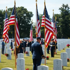 People gathered at Arlington National Cemetery for a tribute ceremony honoring a fallen hero.