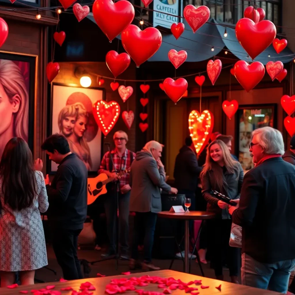 Couples celebrating Valentine's Day in Memphis with music and art.