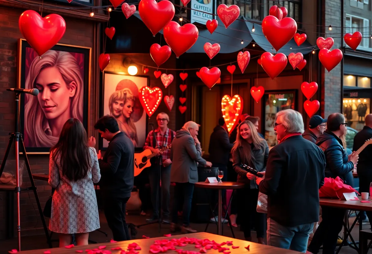 Couples celebrating Valentine's Day in Memphis with music and art.