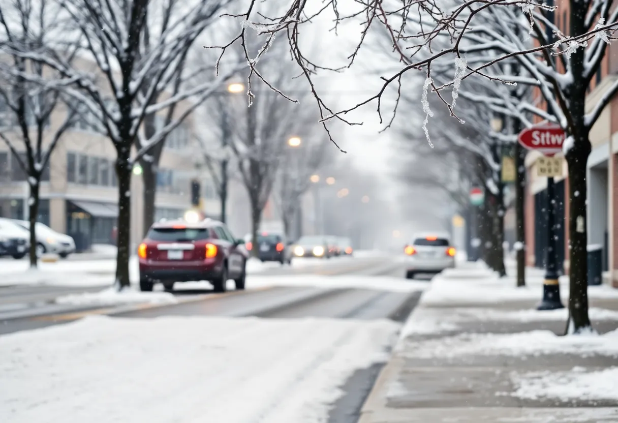 Snow-covered streets in Memphis during the winter storm