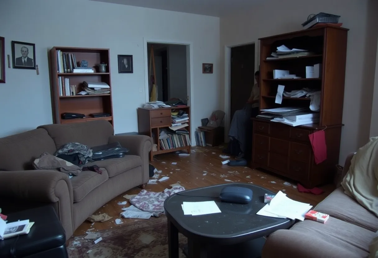 Damage caused by a burglary in an apartment