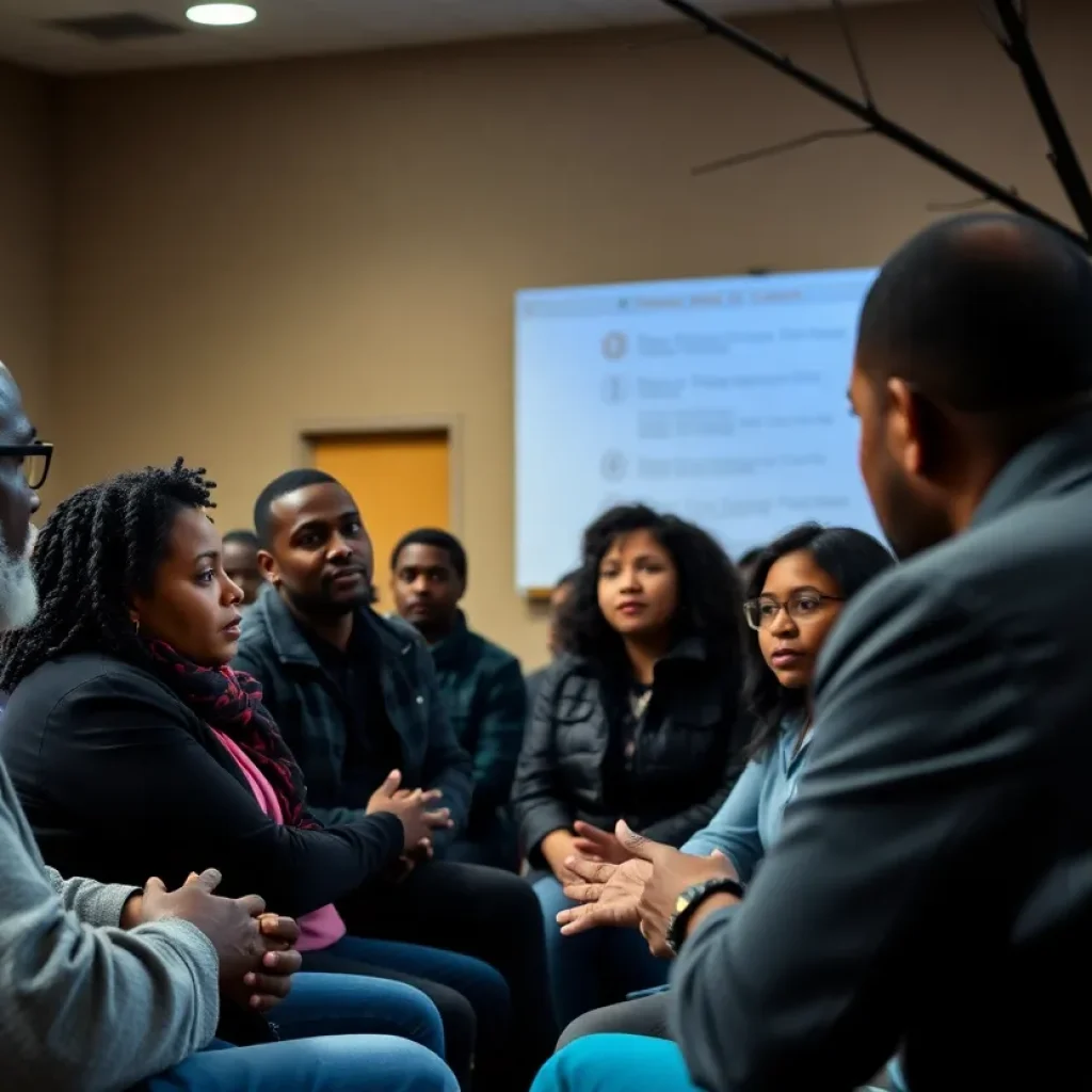 Community members discussing safety in response to juvenile crime